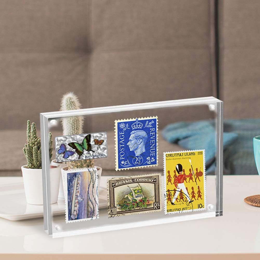 Cart In Mart 2 Pack Magnetic Clear Acrylic Picture Frames 5x7" Dual Side Photo Frame