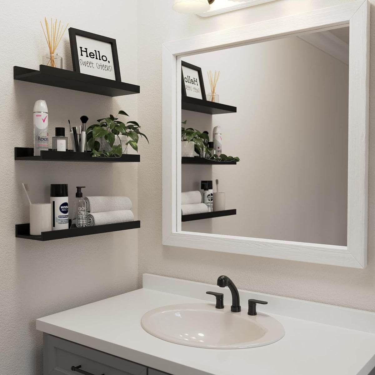 Cart In Mart 6 Pack Floating Shelves With Lips Hanging Wall Decor For Bedroom Bathroom - Modern Black