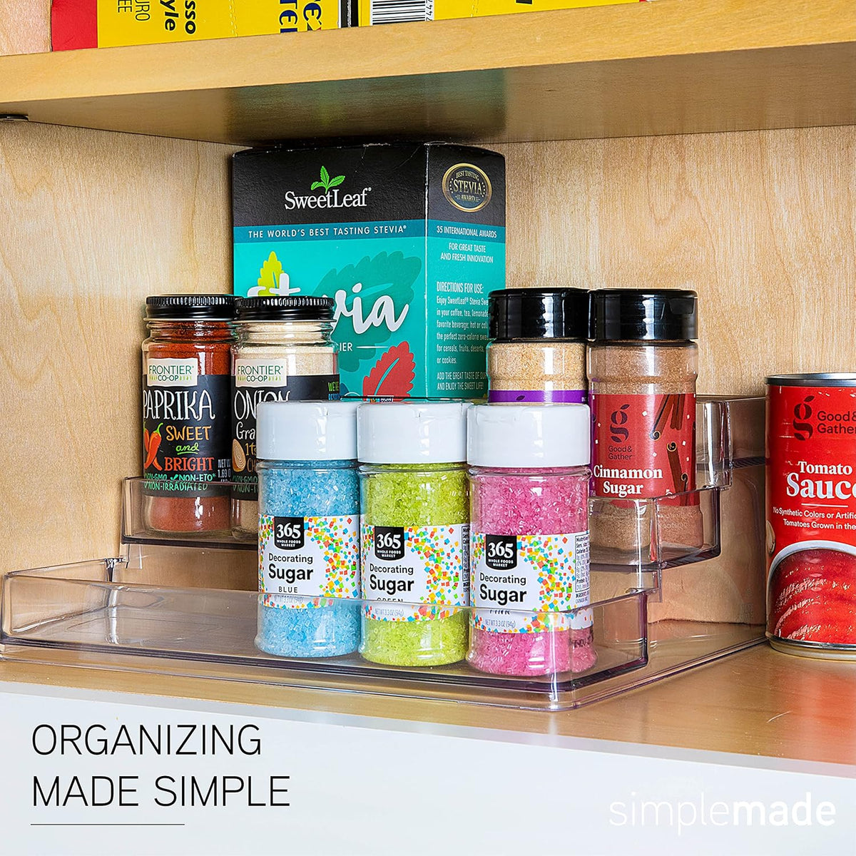 Cart In Mart 3 Tier Clear Acrylic Spice Rack Organiser With 12 Jars 24 Labels & Marker