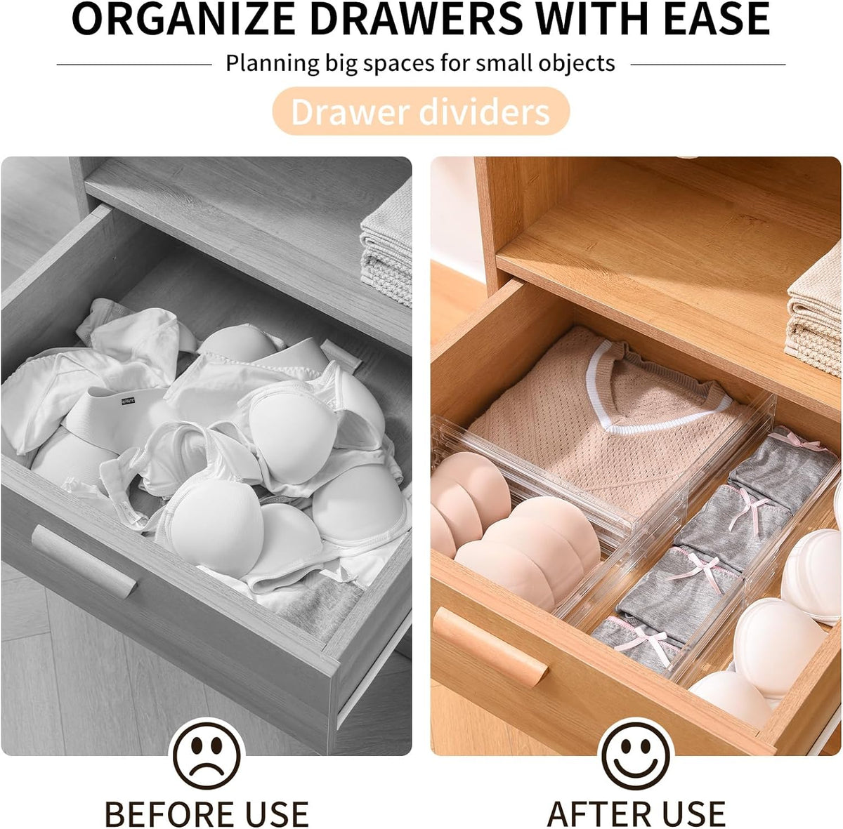 Cart In Mart 8 Pack Clear Acrylic Drawer Dividers Adjustable Expandable Organiser
