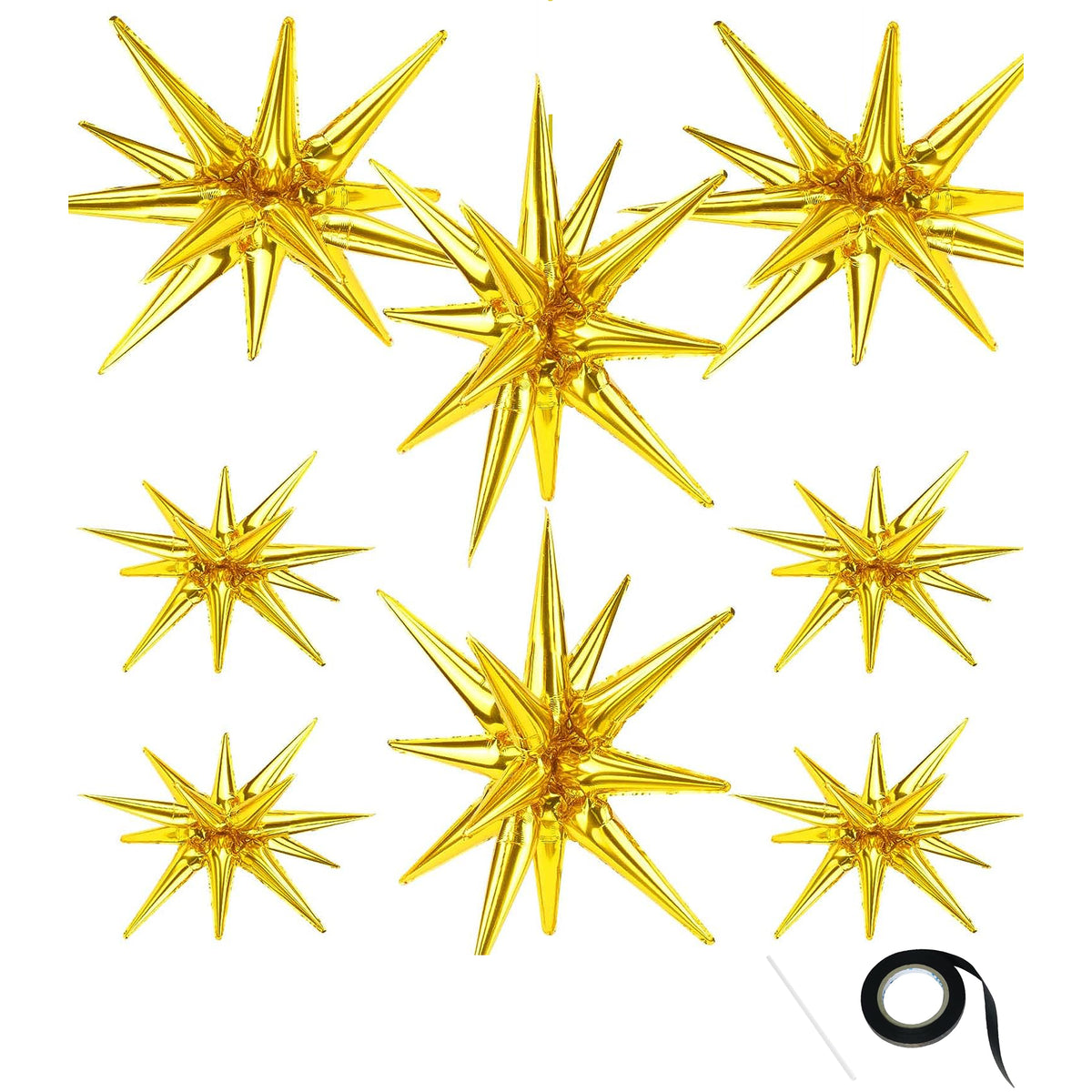Cart In Mart 8 Pack Star Balloons Burst Star Aluminium Foil Birthday Wedding Party Supply - Gold