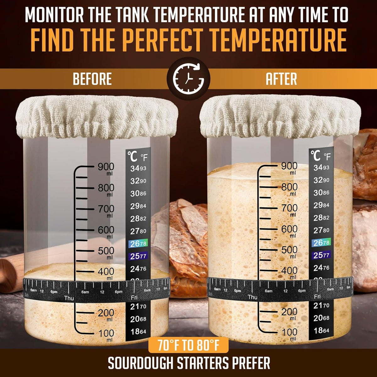 Cart In Mart Sourdough Starter Kit With 1000ml Glass Jar Bread Baking Supplies