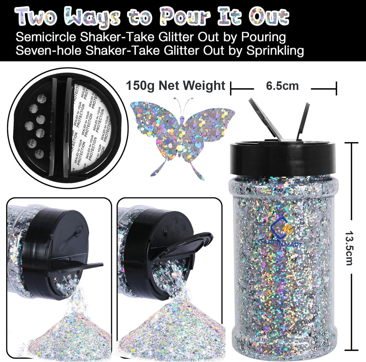 Cart In Mart Holographic Chunky Glitter Metallic Bulk Laser Sequin For Nail Craft 150g