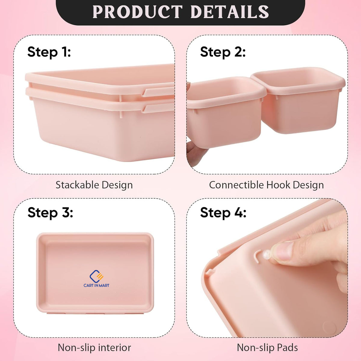 Cart In Mart Plastic Drawer Organiser Storage Bins For Makeup Bathroom Utensils - 22 Piece