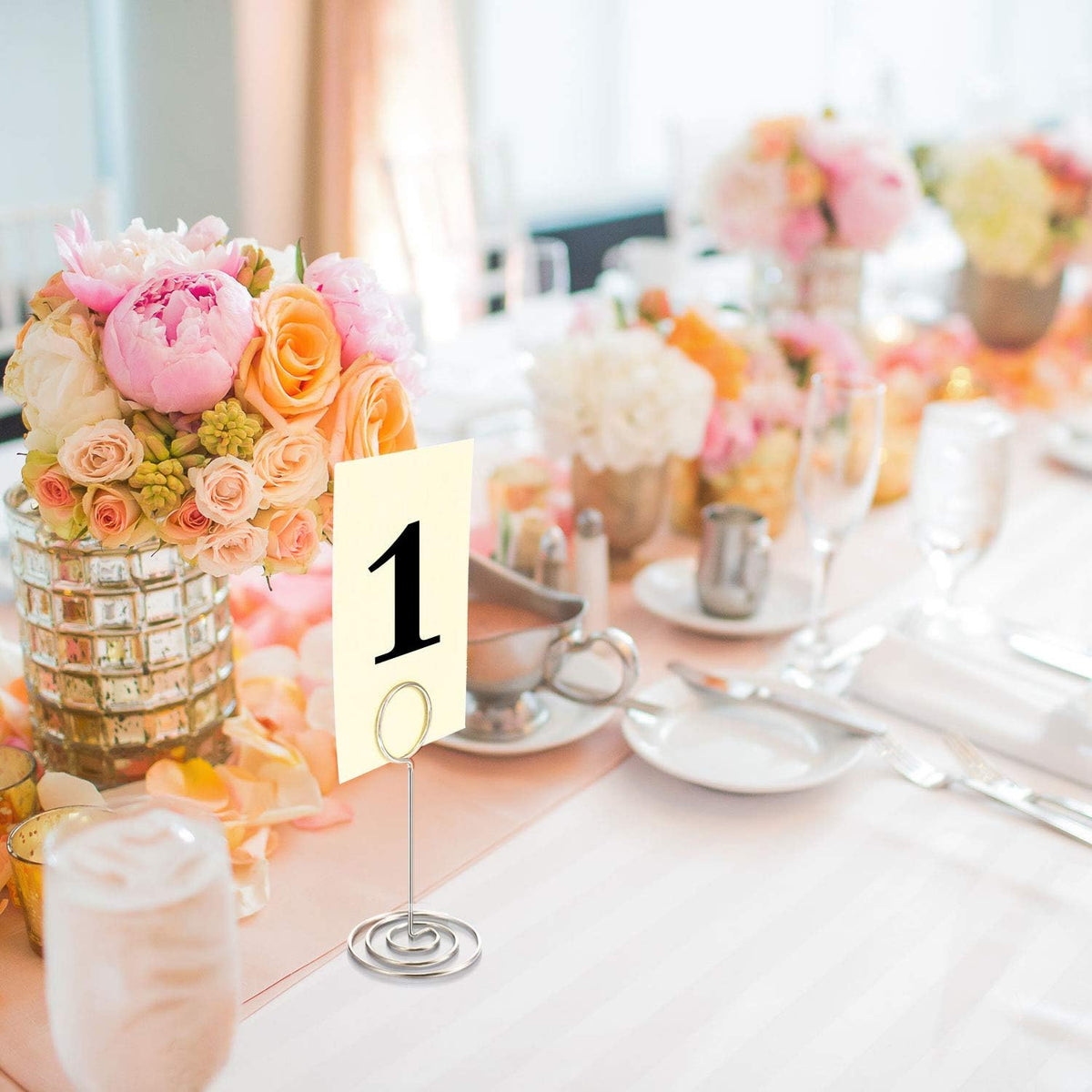 Cart In Mart 12 Pack Table Number Holders 22cm Tall Place Card Photo Menu Stand-Silver