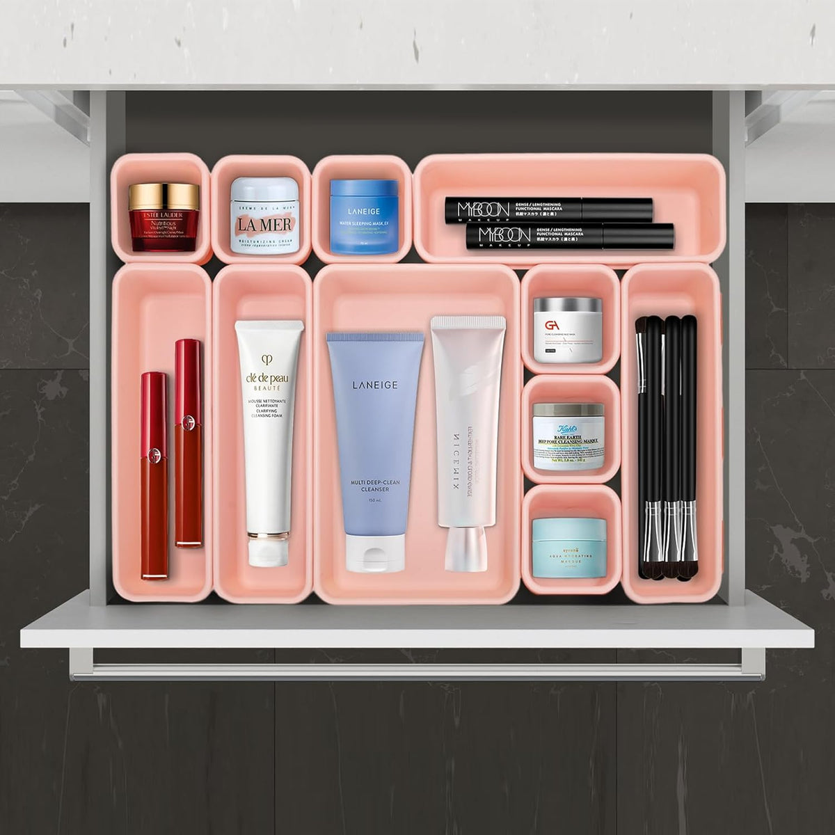 Cart In Mart Plastic Drawer Organiser Storage Bins For Makeup Bathroom Utensils - 22 Piece
