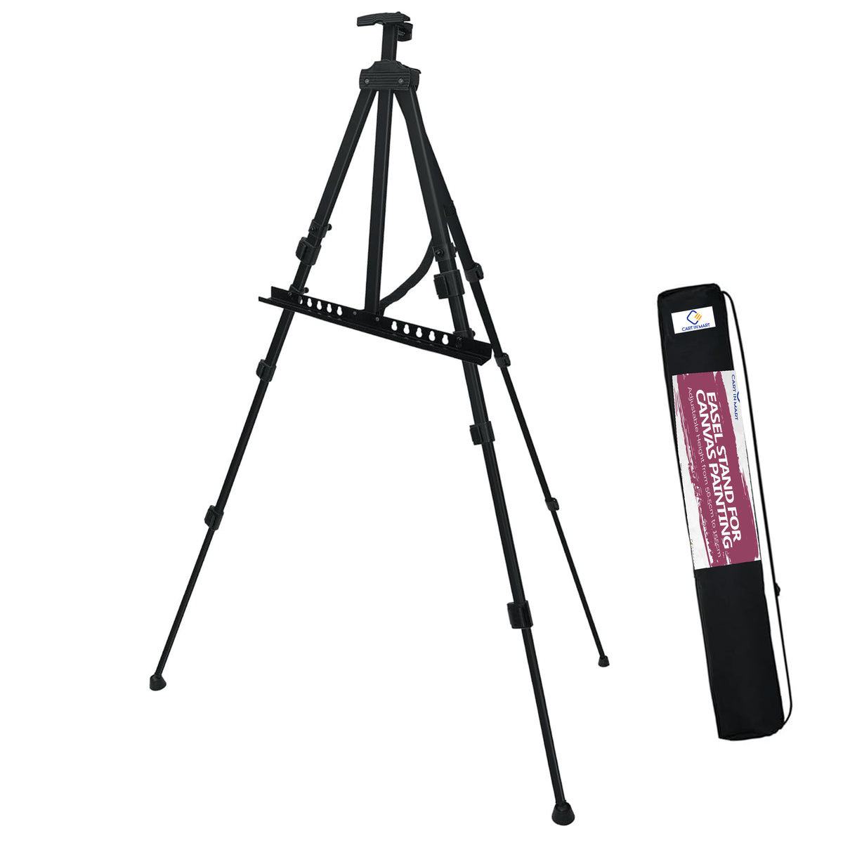 Cart In Mart Folding Metal Easel Stand for Painting Art Sign Display Tripod with Bag - 155cm