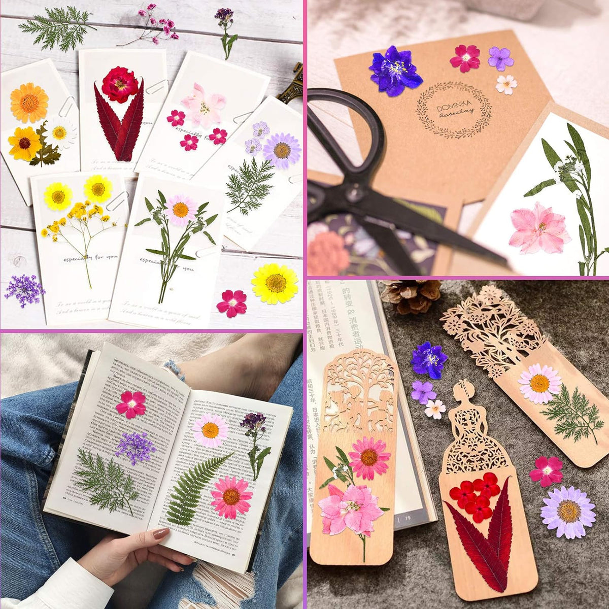 Cart In Mart 140 Pack Dried Pressed Flowers For Resin Scrapbooking Candle Soap Nail Art