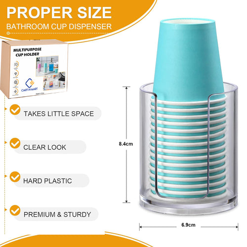 Cart In Mart 2 Pack Clear Acrylic Bathroom Cup Holder Mouthwash Paper Cups Dispenser