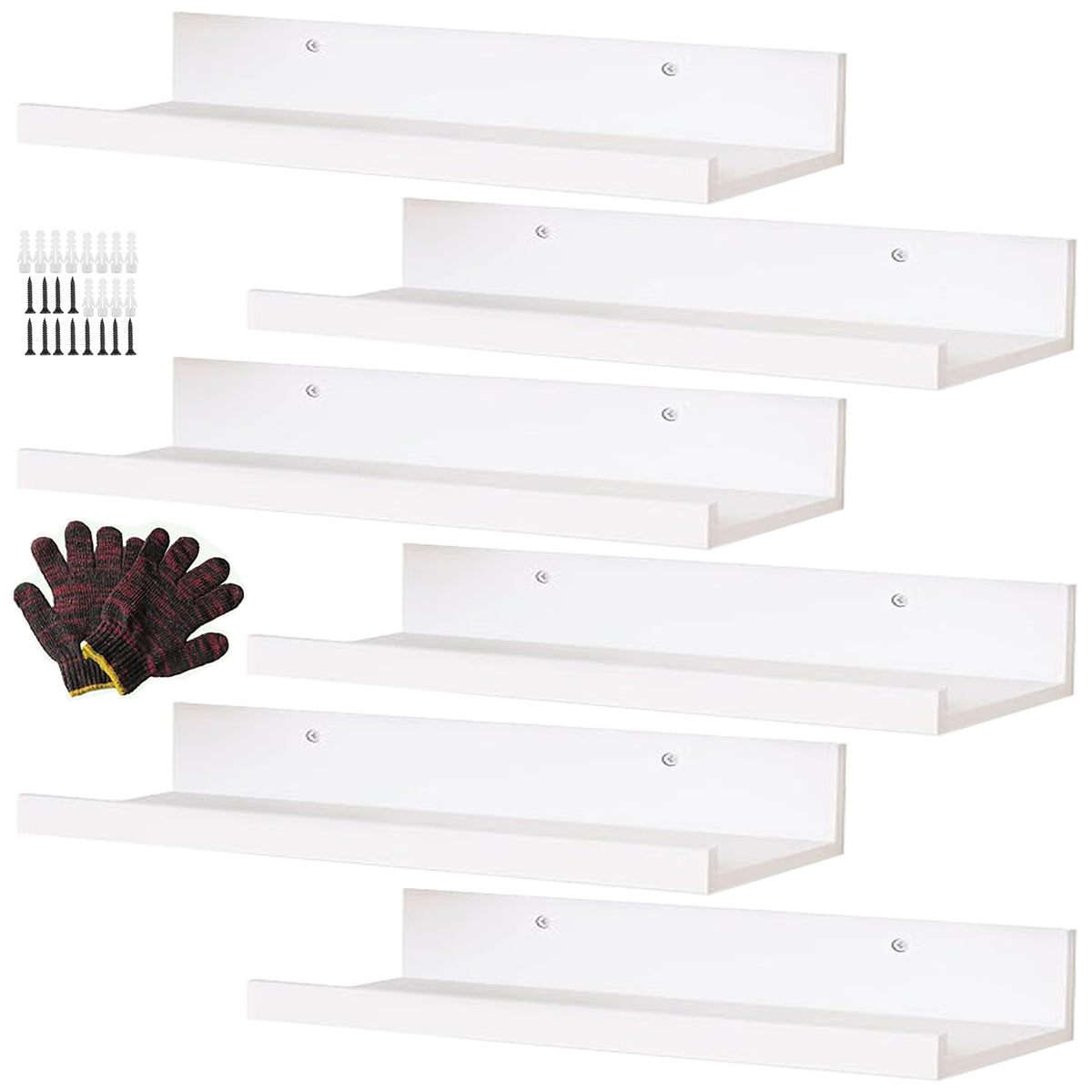 Cart In Mart 6 Pack Floating Shelves With Lips Hanging Wall Decor For Bedroom Bathroom - Modern Black