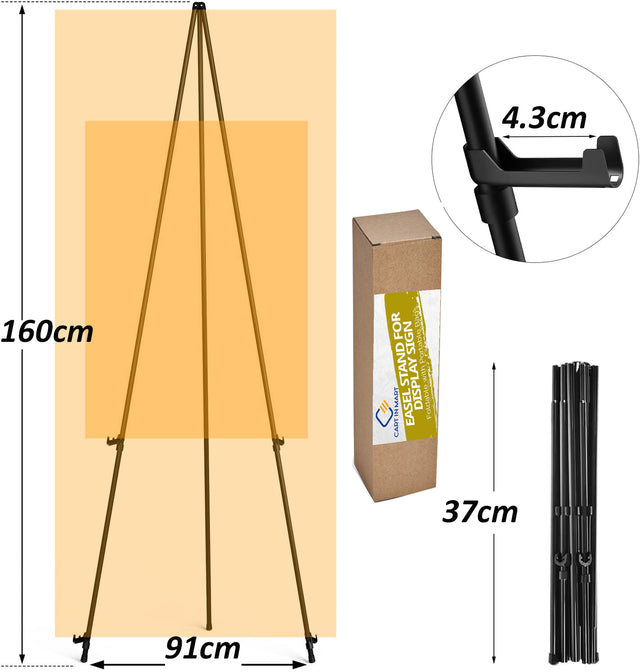 Cart In Mart Folding Metal Easel Stand For Welcome Sign Display With Tripod Base-160cm