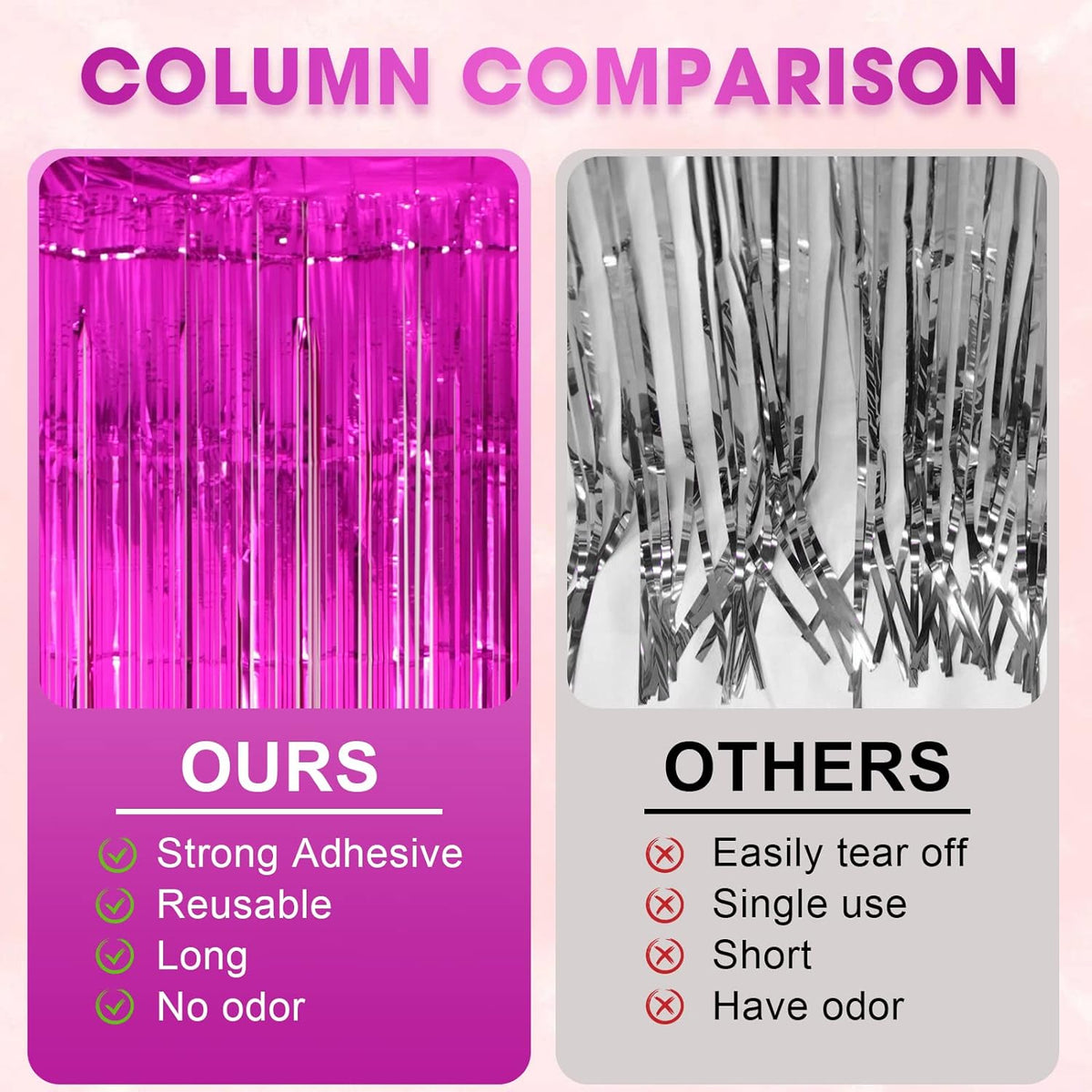 Cart In Mart 2 Pack Premium Foil Fringe Curtain Backdrop Tinsel Party Decoration -1x2m