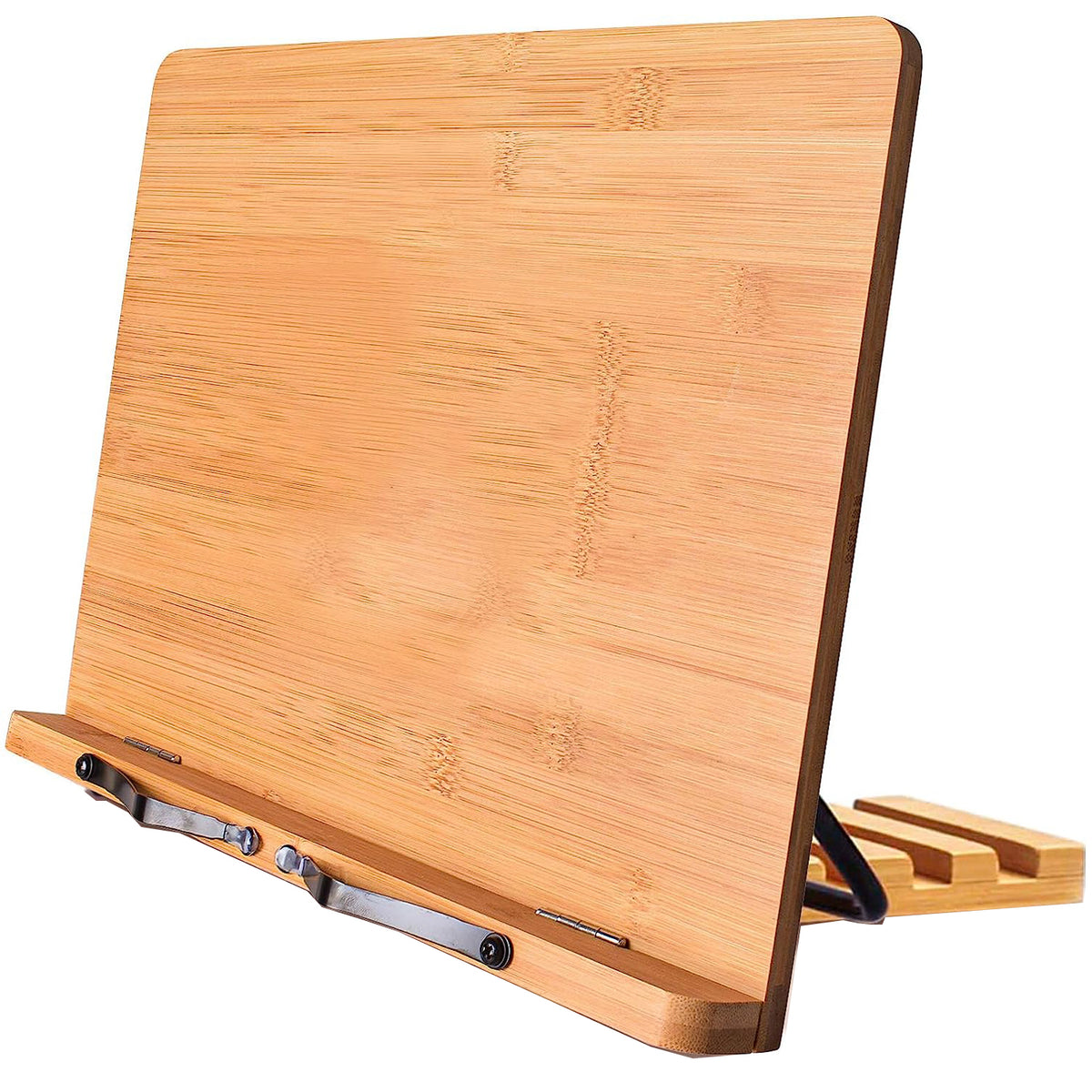 Cart In Mart Bamboo Cookbook Stand With 8 Adjustable Holder Tray and Clips For Reading Recipe Book