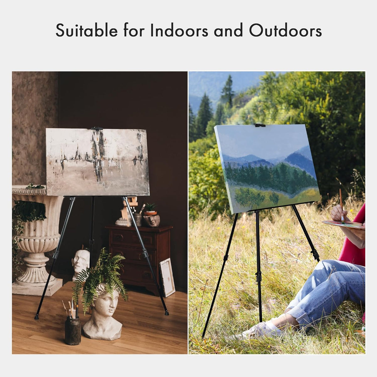 Cart In Mart Folding Metal Easel Stand for Painting Art Sign Display Tripod with Bag - 155cm