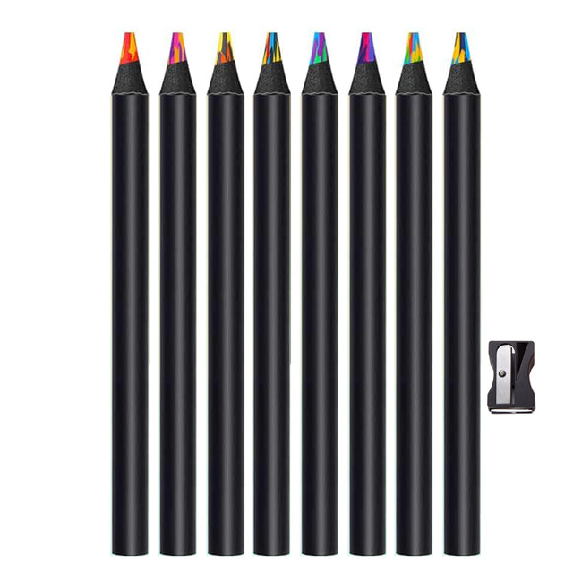Cart In Mart 8 Piece Rainbow Colouring Pencils Jumbo Multi Colored Pencils & Sharpner