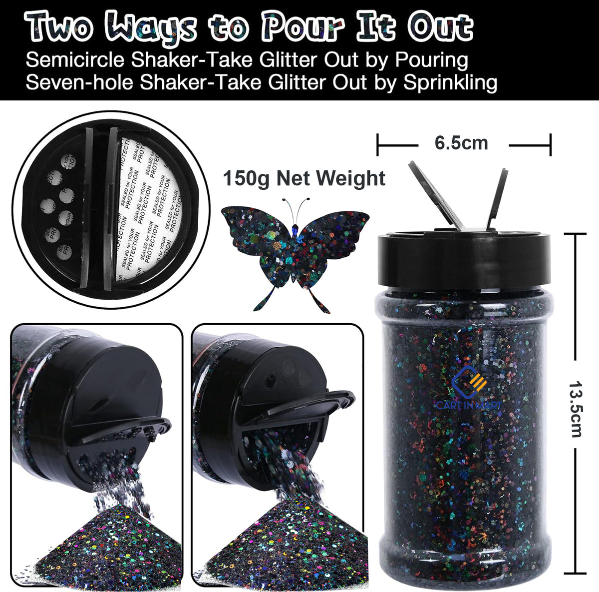 Cart In Mart Holographic Chunky Glitter Metallic Bulk Laser Sequin For Nail Craft 150g