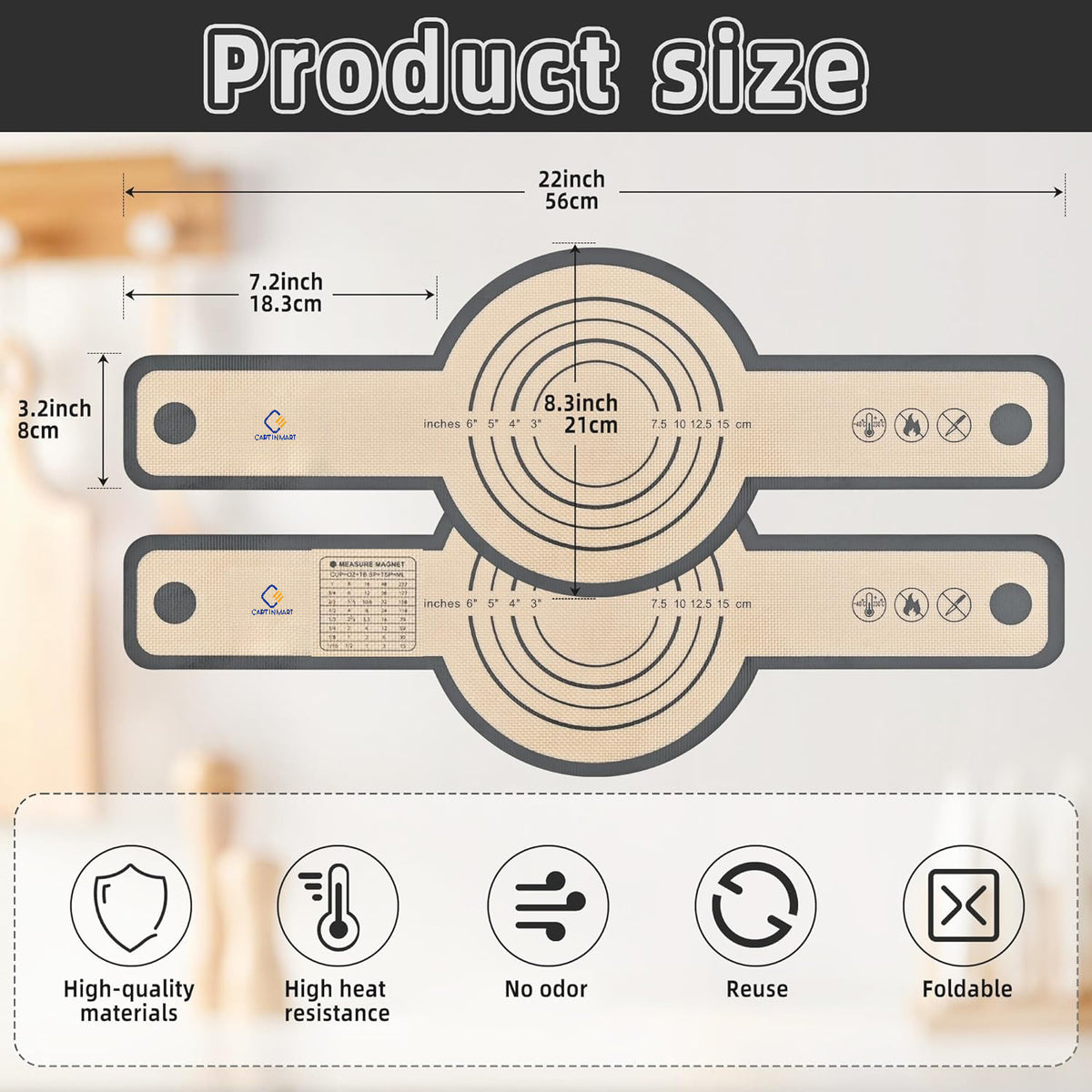 Silicone Bread Sling For Dutch Oven Liners Soudough Baking Mat - 2 Pack