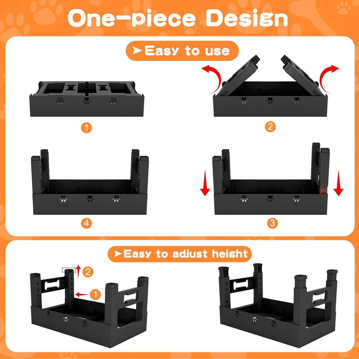 Cart In Mart Raised Elevated Dog Bowls Stand With 2 Steel Pet Bowls & Adjustable Height