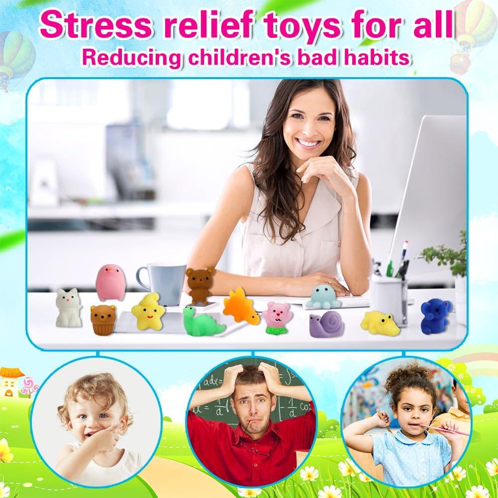 Cart In Mart 80 Pack Mochi Squishy Bulk Fidget Sensory Toy Party Favors for Kids