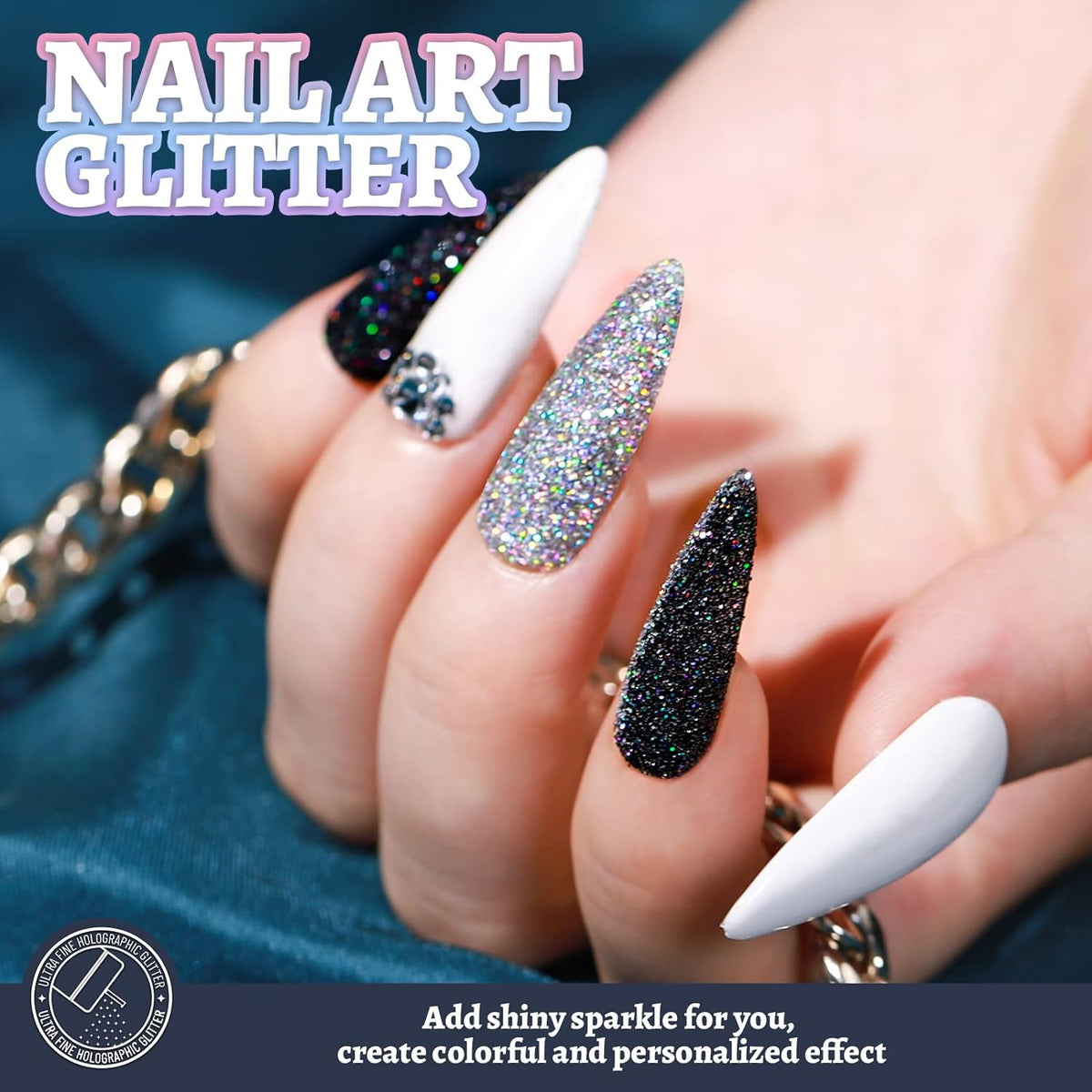Cart In Mart Holographic Ultra Fine Glitter Powder Bulk Laser Sequin For Nail Craft 180g