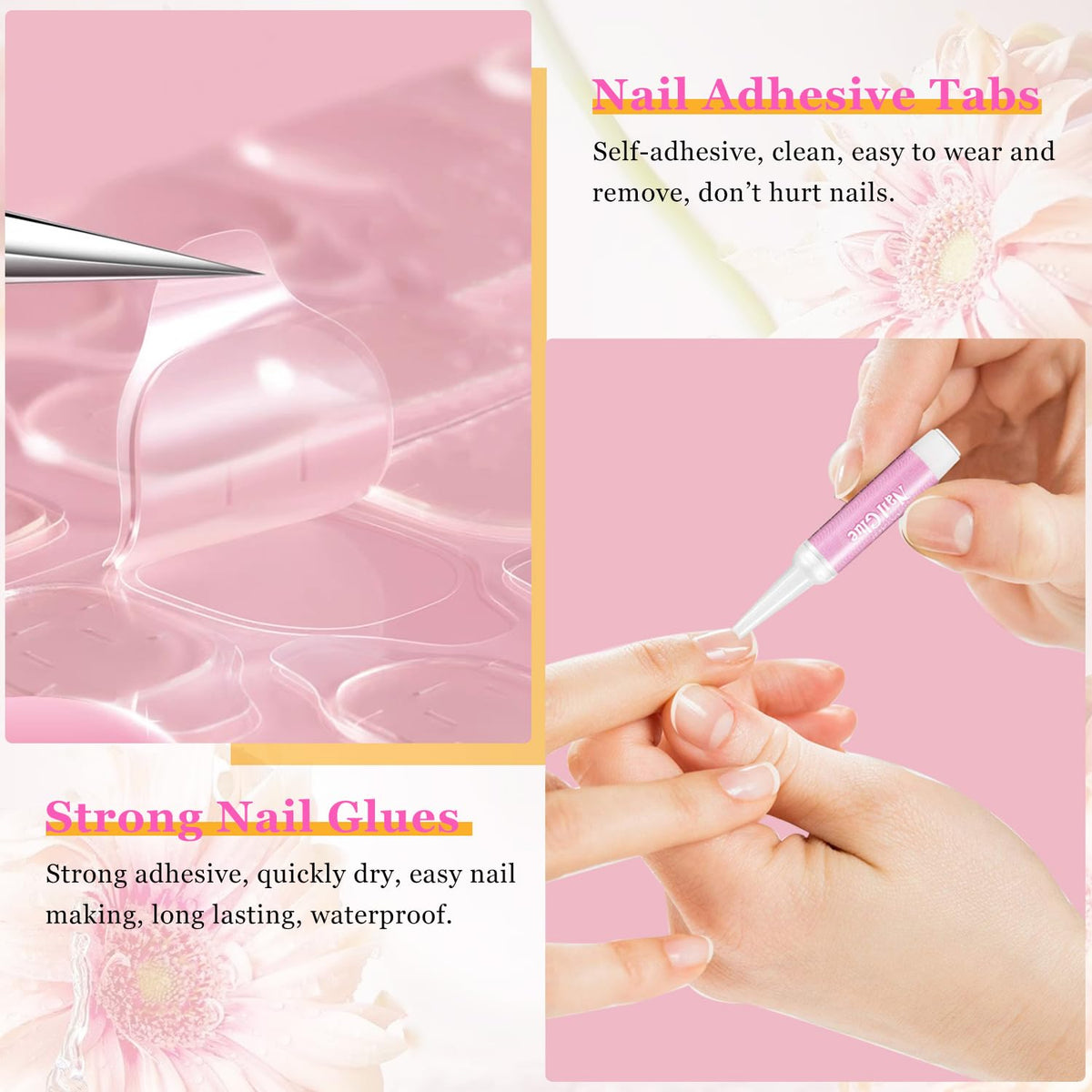 Cart In Mart 500 Pack Long Clear Acrylic Nail Tips Ballerina Coffin Set & Accessories