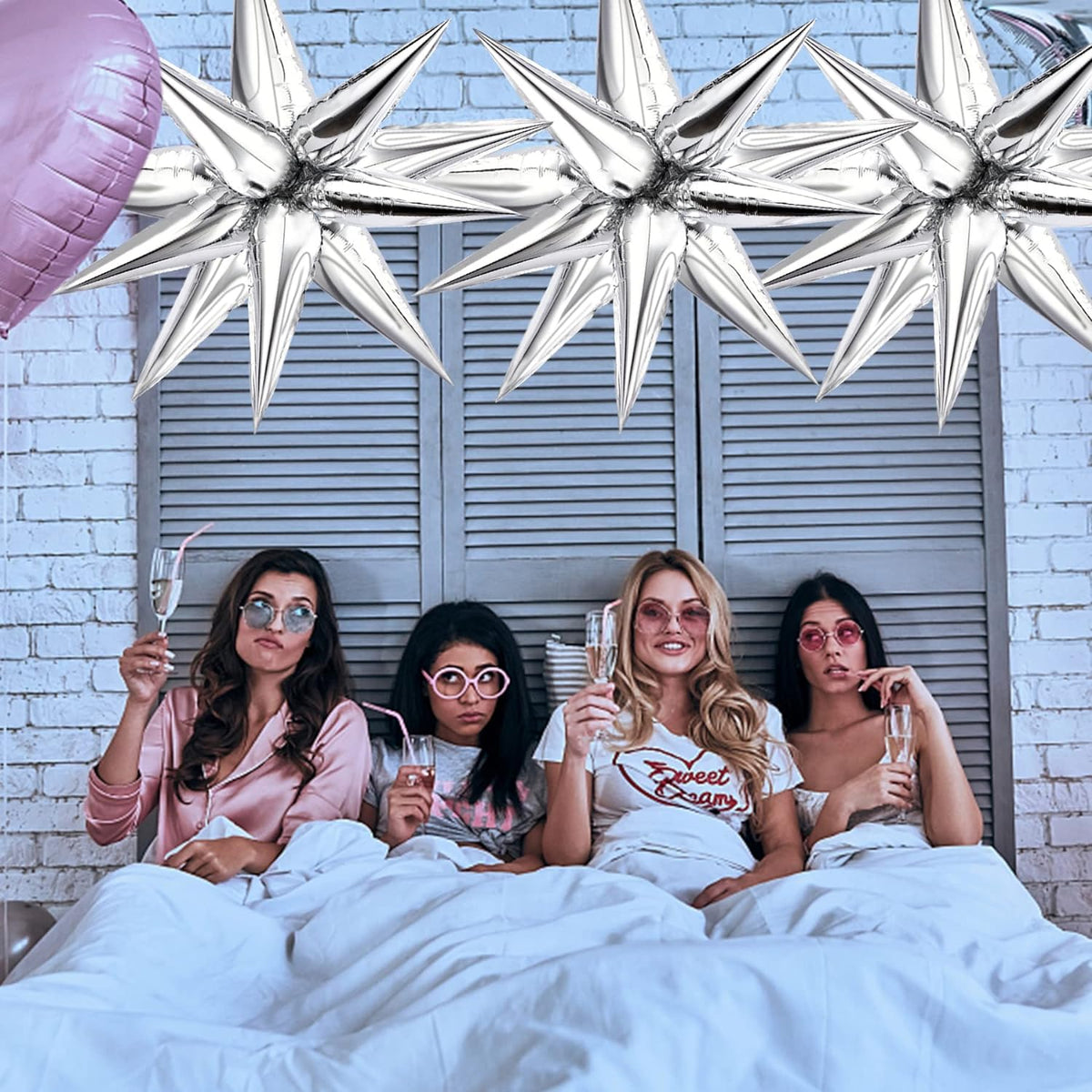 Cart In Mart 8 Pack Star Balloons Burst Star Aluminum Foil Birthday Wedding Party Supply - Silver