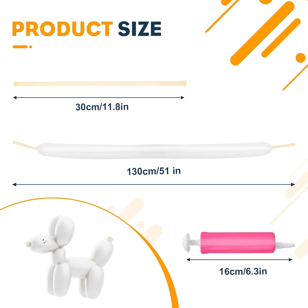 Cart In Mart 100 Pack Clear Long Balloons For Animal Twisting Tying Arch Magic Modeling