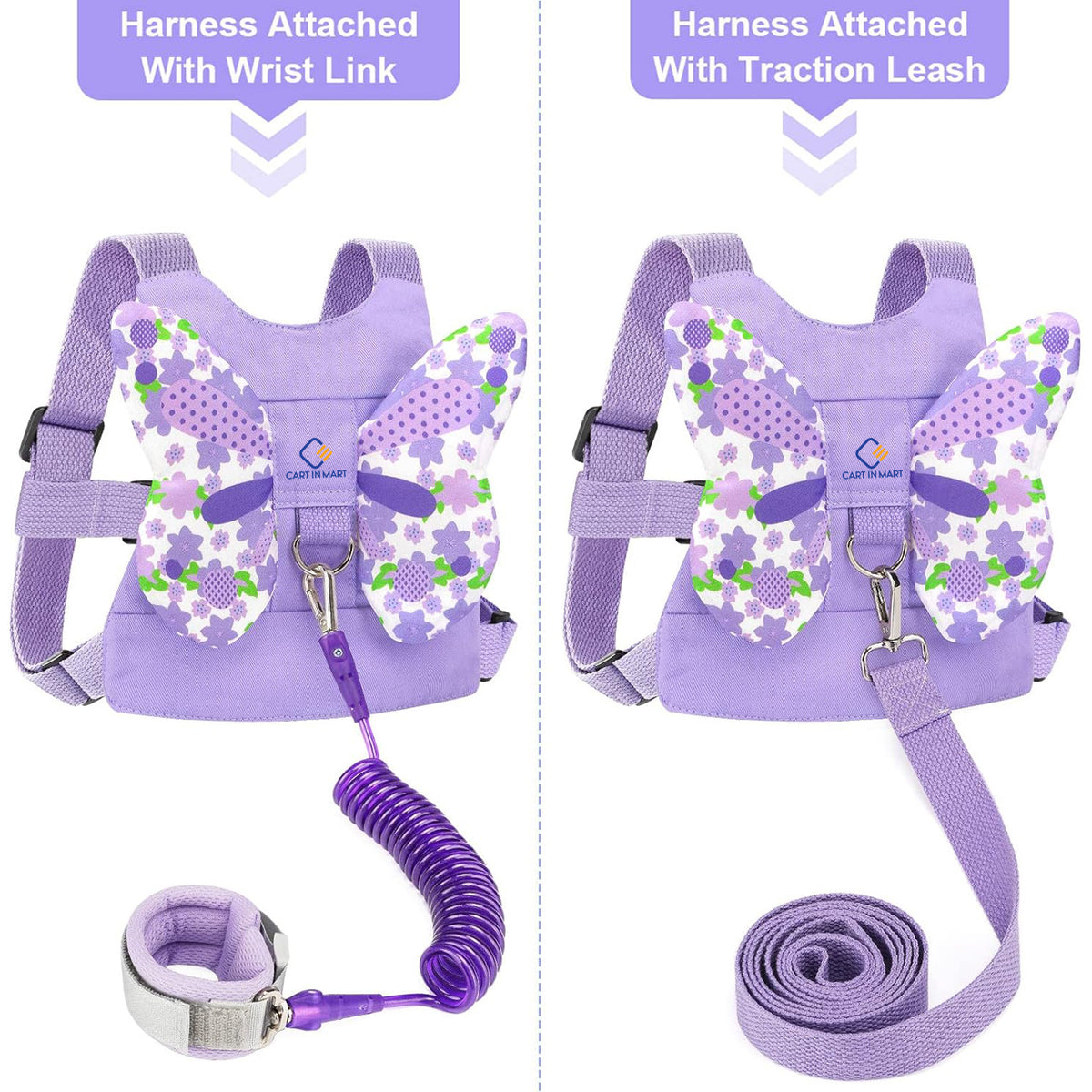 Cart In Mart 3 in 1 Toddler Harness Leash & Baby Anti Lost Wrist Link Holder For Walking