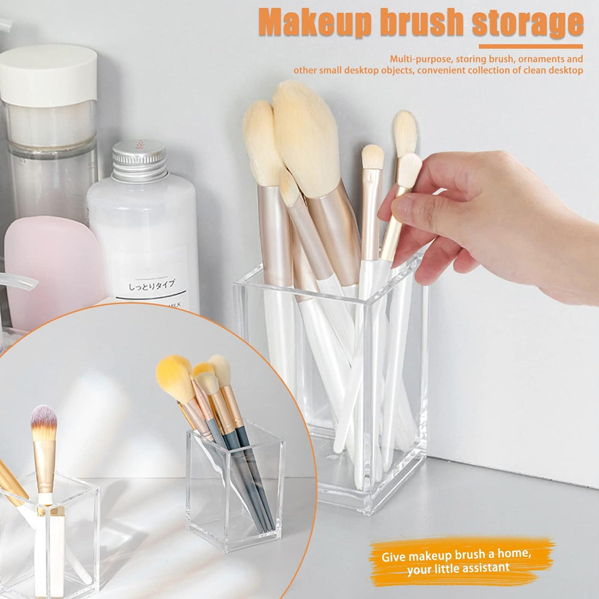 Cart In Mart 2 Pack Clear Acrylic Pencil Pen Holder Makeup Brush Organiser Home Office