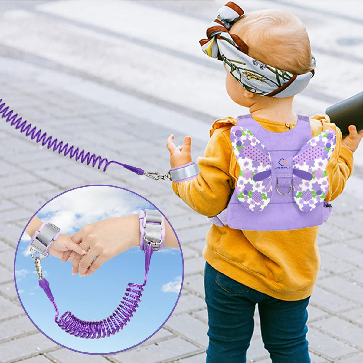 Cart In Mart 3 in 1 Toddler Harness Leash & Baby Anti Lost Wrist Link Holder For Walking