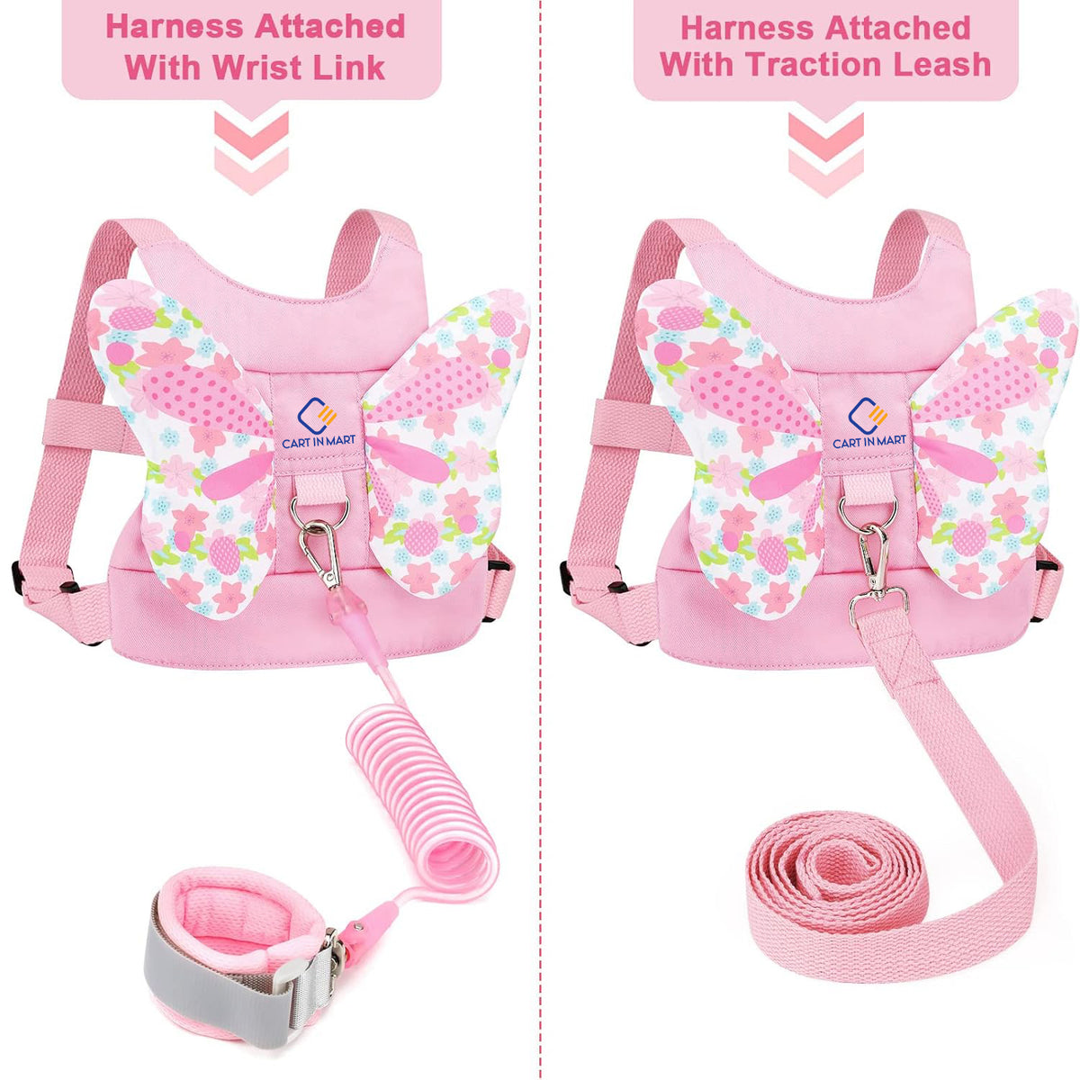 Cart In Mart 3 in 1 Toddler Harness Leash & Baby Anti Lost Wrist Link Holder For Walking