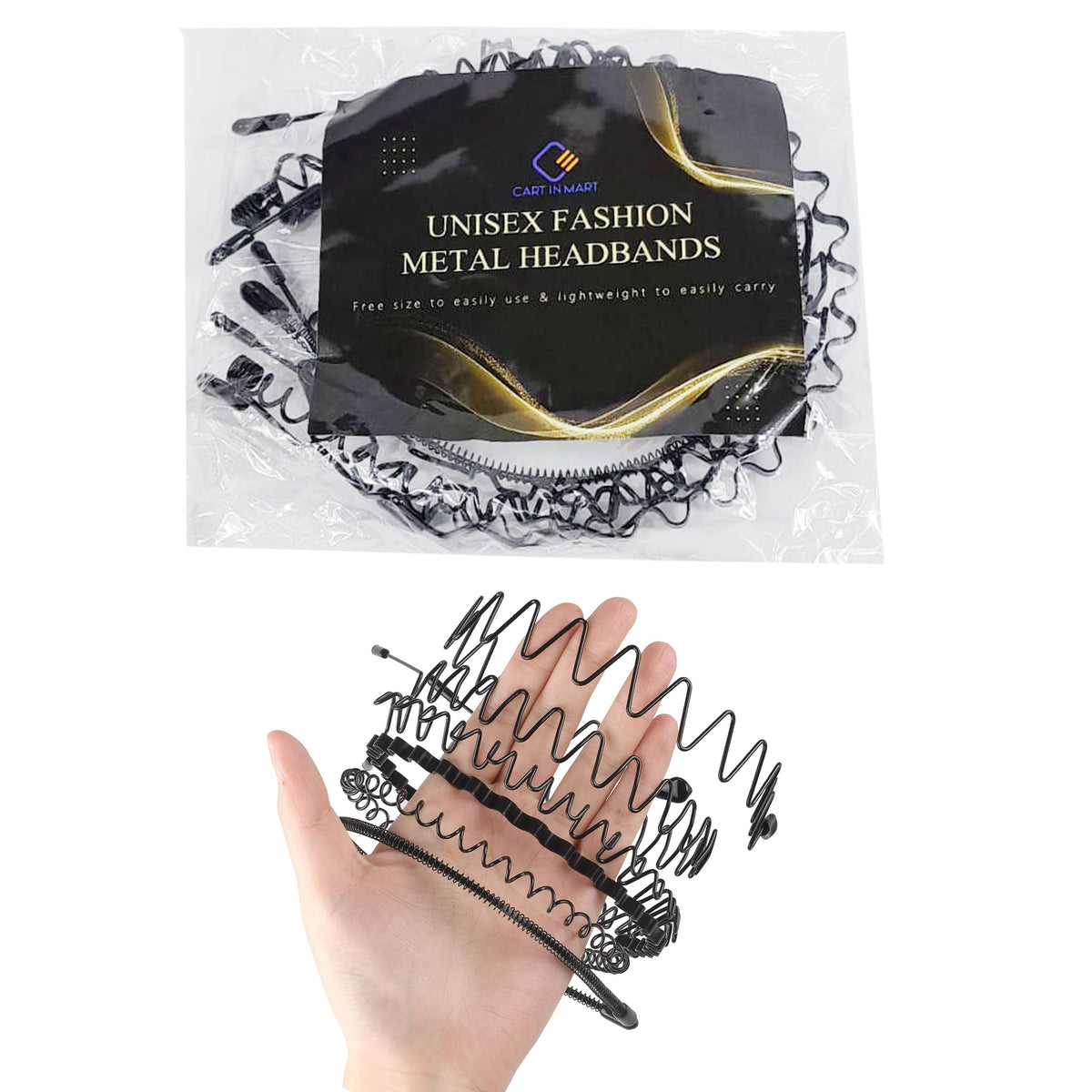 Cart In Mart 6 Pieces Metal Headbands Wavy Hairband Spring Hair Hoop For Sports Fashion