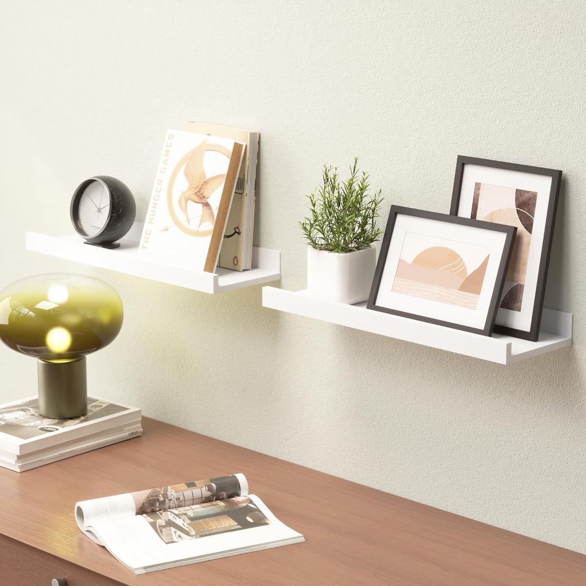 Cart In Mart 6 Pack Floating Shelves With Lips Hanging Wall Decor For Bedroom Bathroom - Modern Black