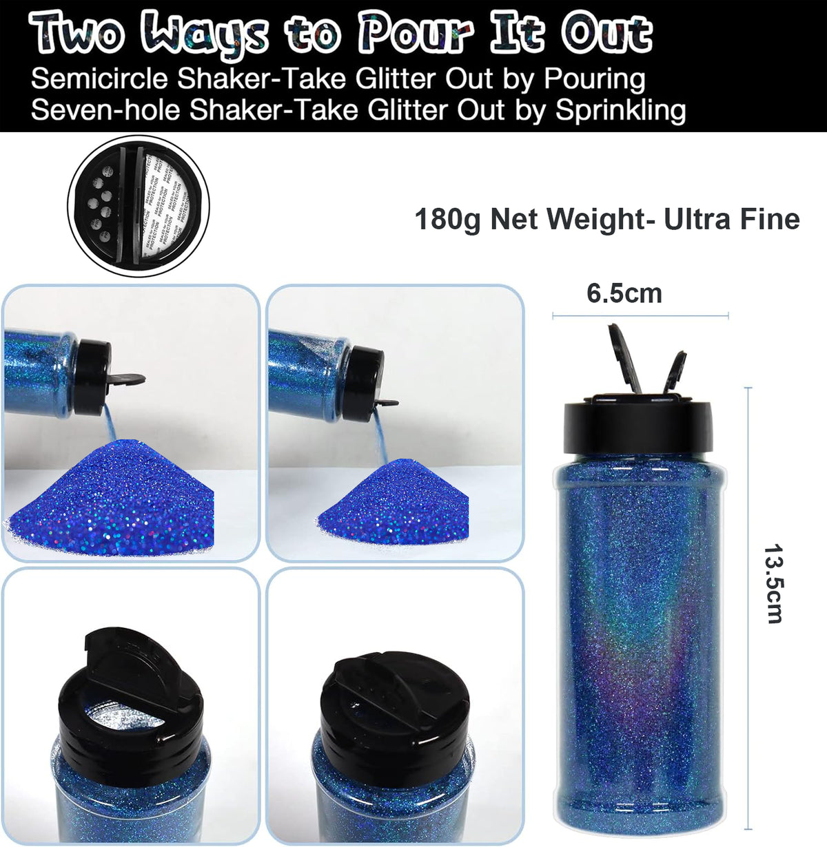 Cart In Mart Holographic Ultra Fine Glitter Powder Bulk Laser Sequin For Nail Craft 180g