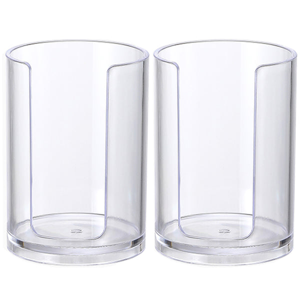 2 Pack Clear Acrylic Bathroom Cup Holder Mouthwash Paper Cups Dispenser