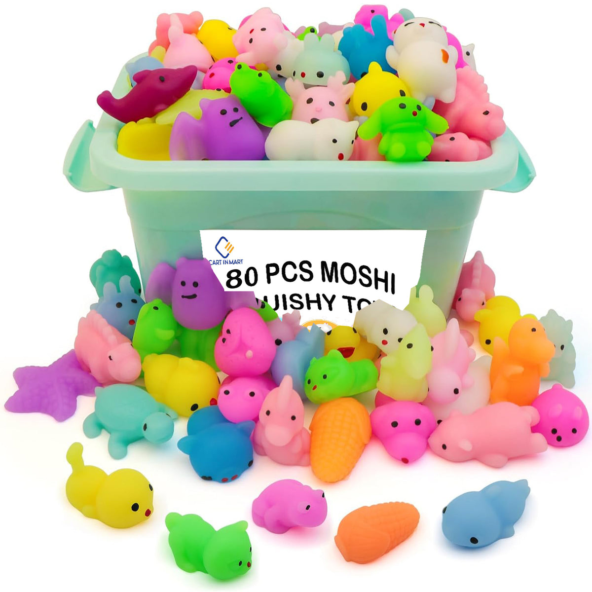 Cart In Mart 80 Pack Mochi Squishy Bulk Fidget Sensory Toy Party Favors for Kids