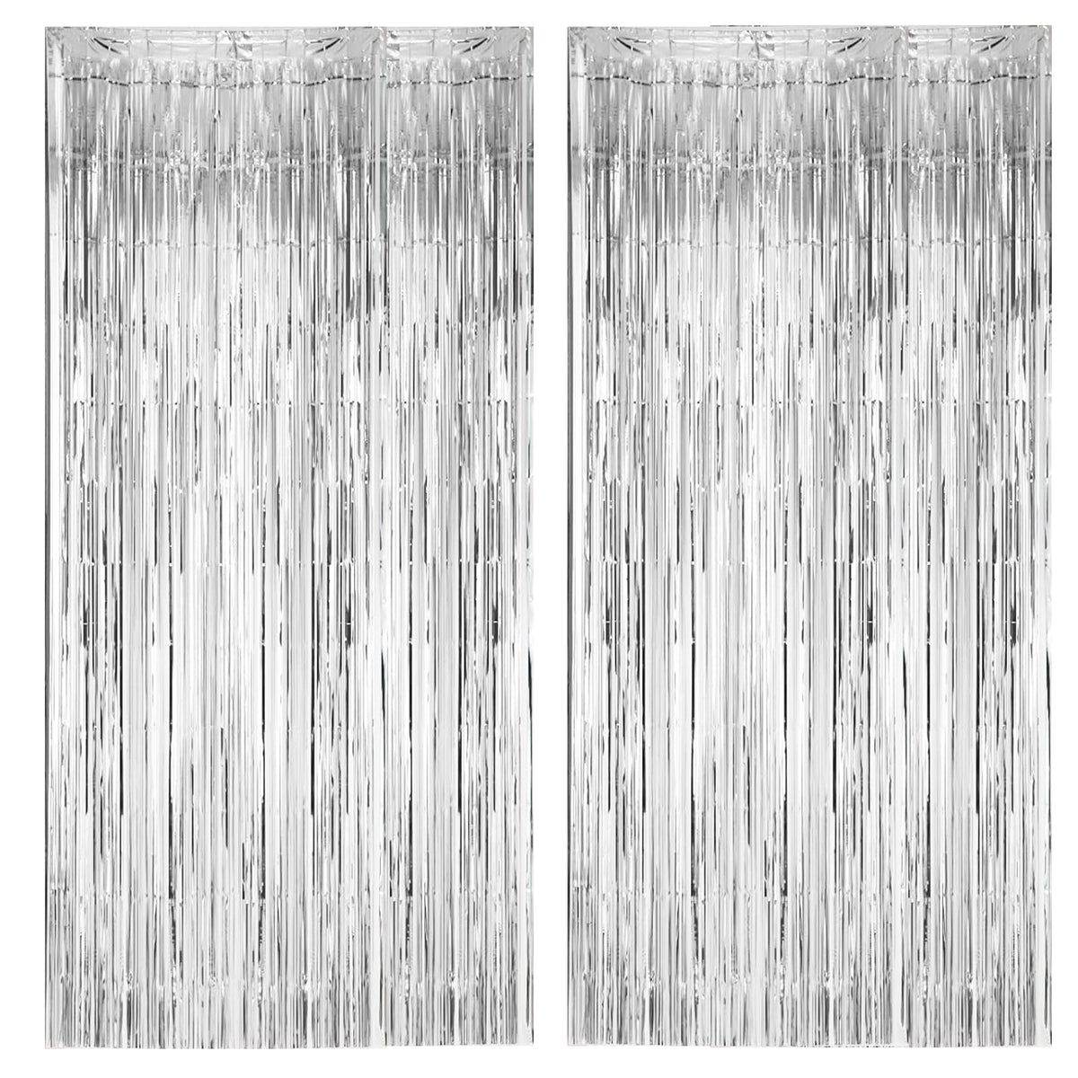 Cart In Mart 2 Pack Premium Foil Fringe Curtain Backdrop Tinsel Party Decoration -1x2m