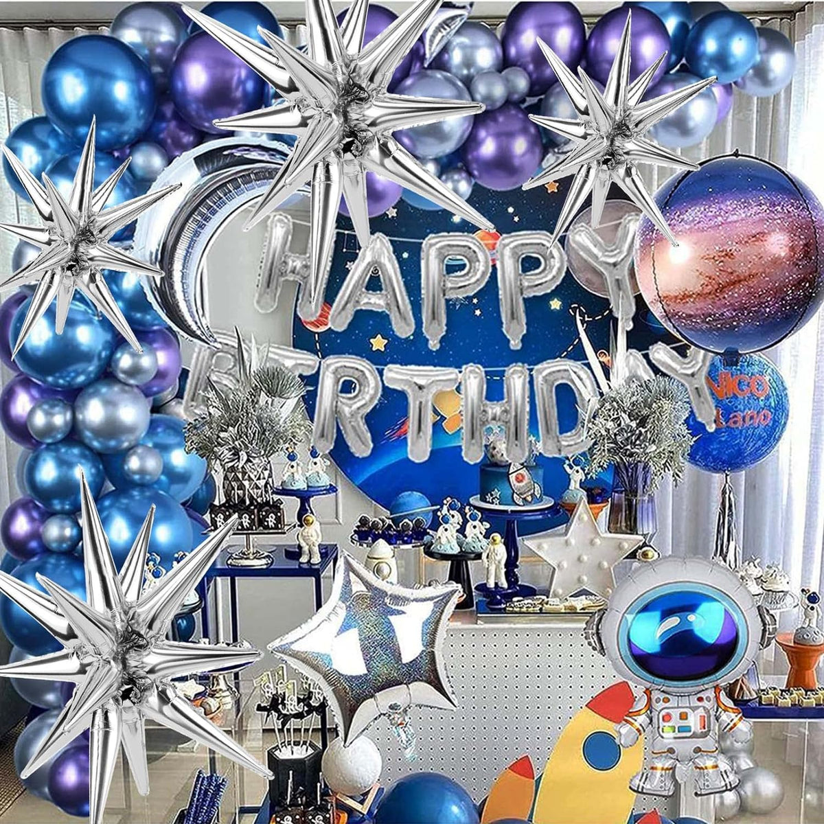 Cart In Mart 8 Pack Star Balloons Burst Star Aluminum Foil Birthday Wedding Party Supply - Silver