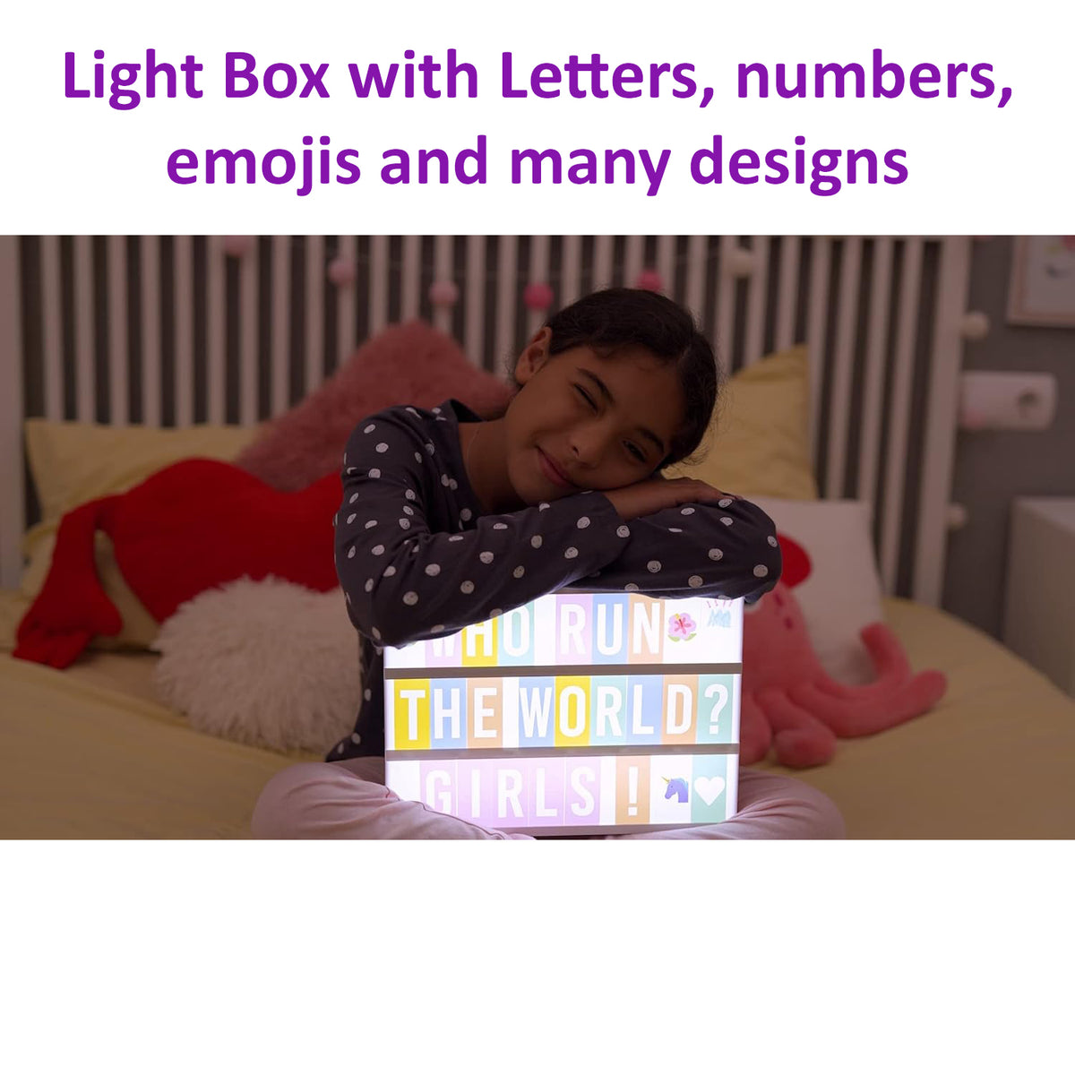 Cart In Mart Pink Cinema LED Light Box Home Office Decor With Letters ,Emojis & Markers
