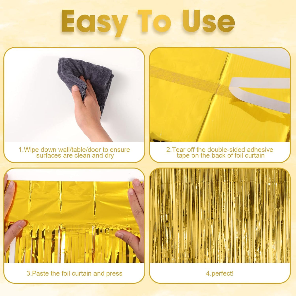 Cart In Mart 2 Pack Premium Foil Fringe Curtain Backdrop Tinsel Party Decoration -1x2m