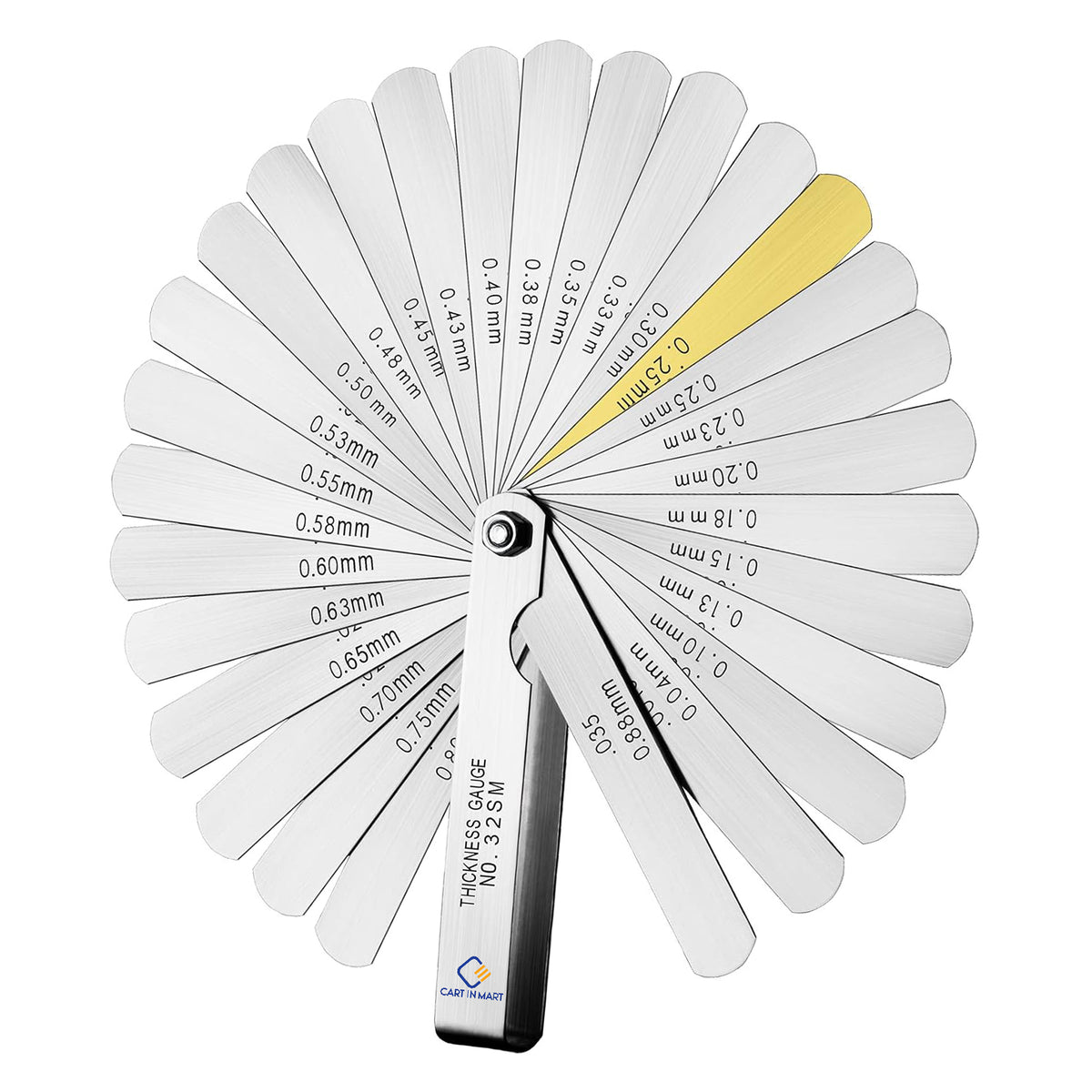 Cart In Mart 32 Blades Feeler Gauge Dual Marked Metric & Imperial Gap Measuring Tool