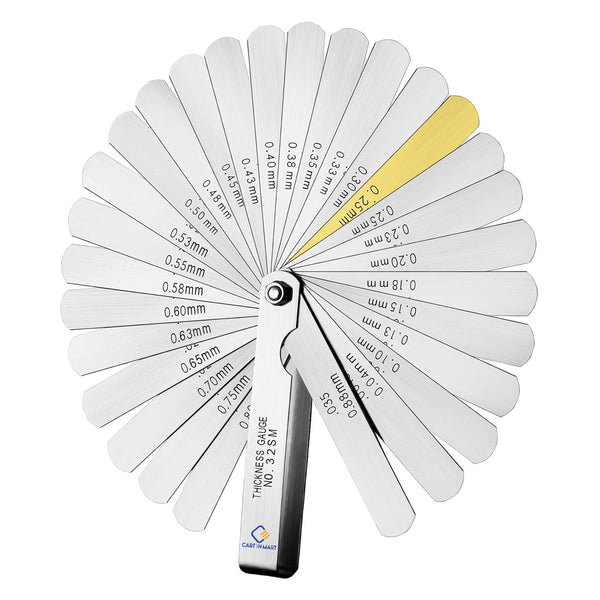 32 Blades Feeler Gauge Dual Marked Metric & Imperial Gap Measuring Tool