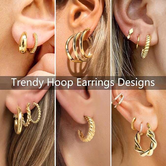 Cart In Mart Women's /Girls' Gold Hypoallergenic Earrings Set - 36 Pairs