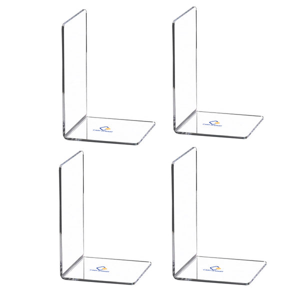 Clear Acrylic Bookends For Shelves Desk Book Stopper Organiser - 4 Piece