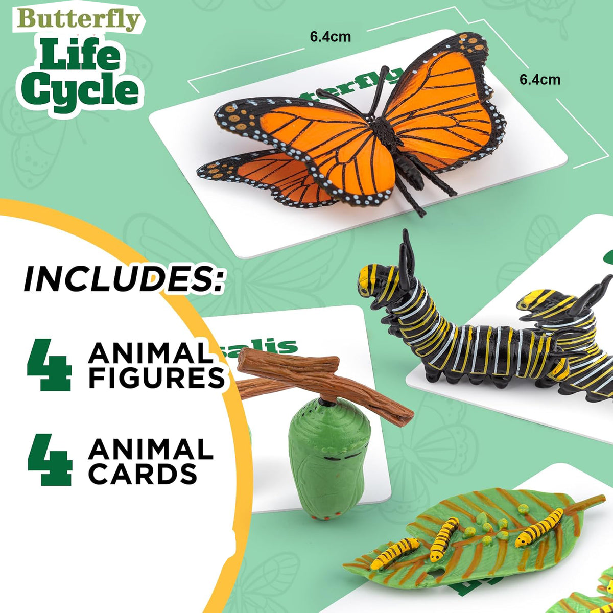 Cart In Mart Butterfly Life Growth Cycle With Cards Realistic Model Montessori Kids Toys