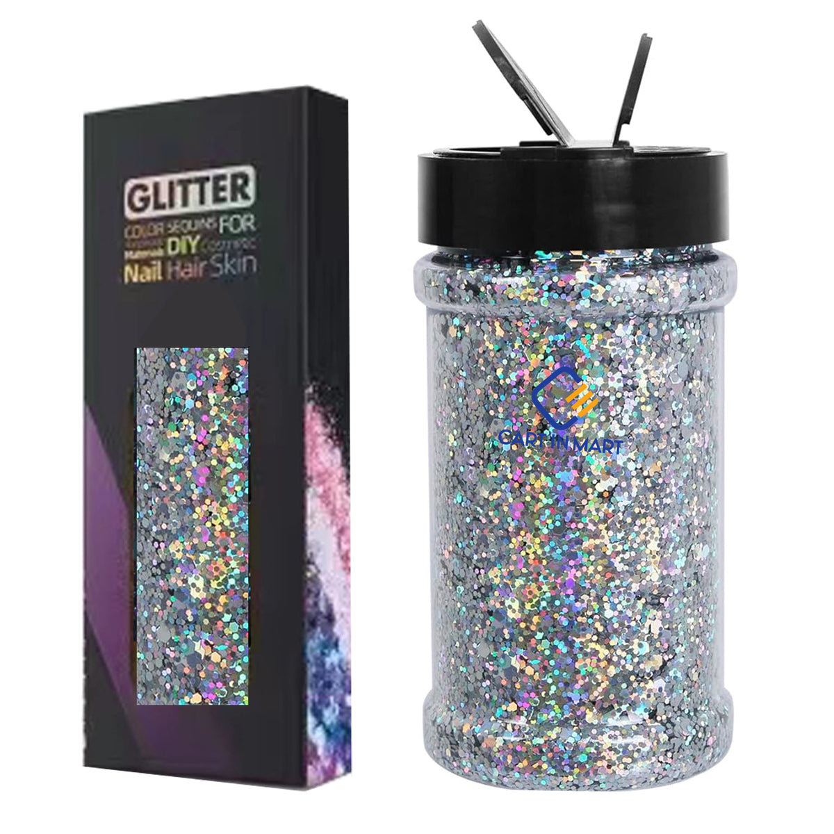 Cart In Mart Holographic Chunky Glitter Metallic Bulk Laser Sequin For Nail Craft 150g