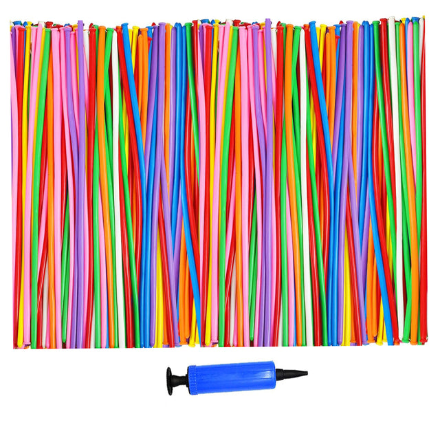 Cart In Mart 400 Pack 260Q Long Colored Balloons With Pump For Animal Arch Twisting Magic