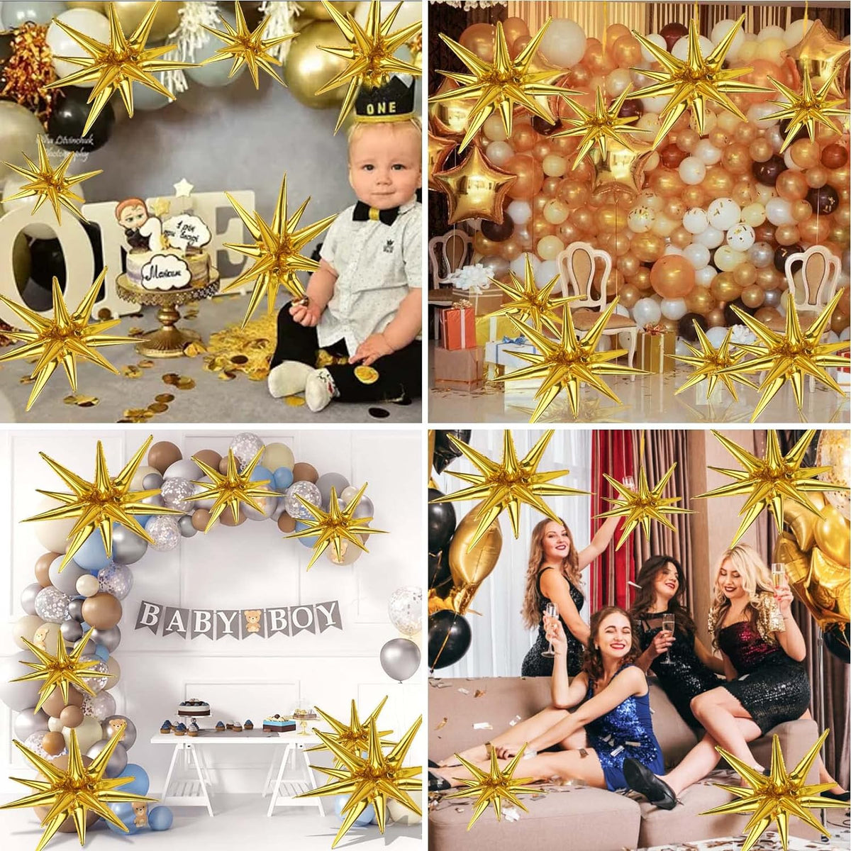 Cart In Mart 8 Pack Star Balloons Burst Star Aluminum Foil Birthday Wedding Party Supply - Silver