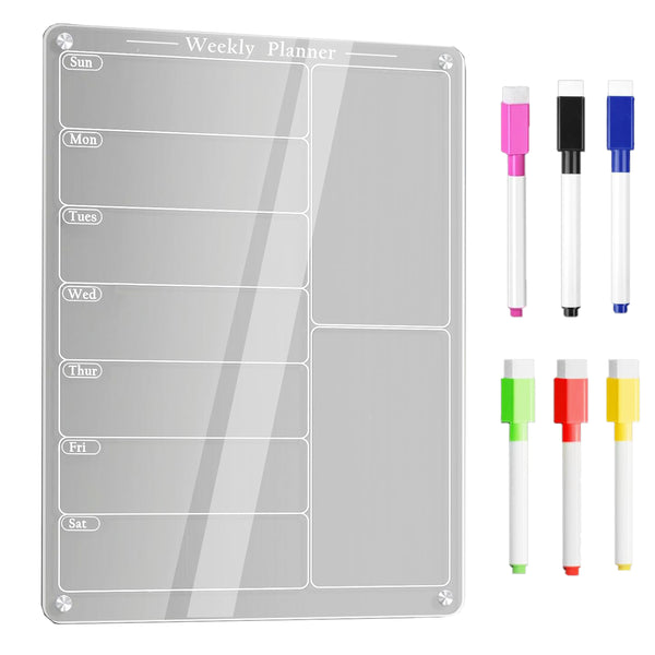 Clear Acrylic Magnetic Dry Erase Board Weekly Meal Menu Planner For Fridge