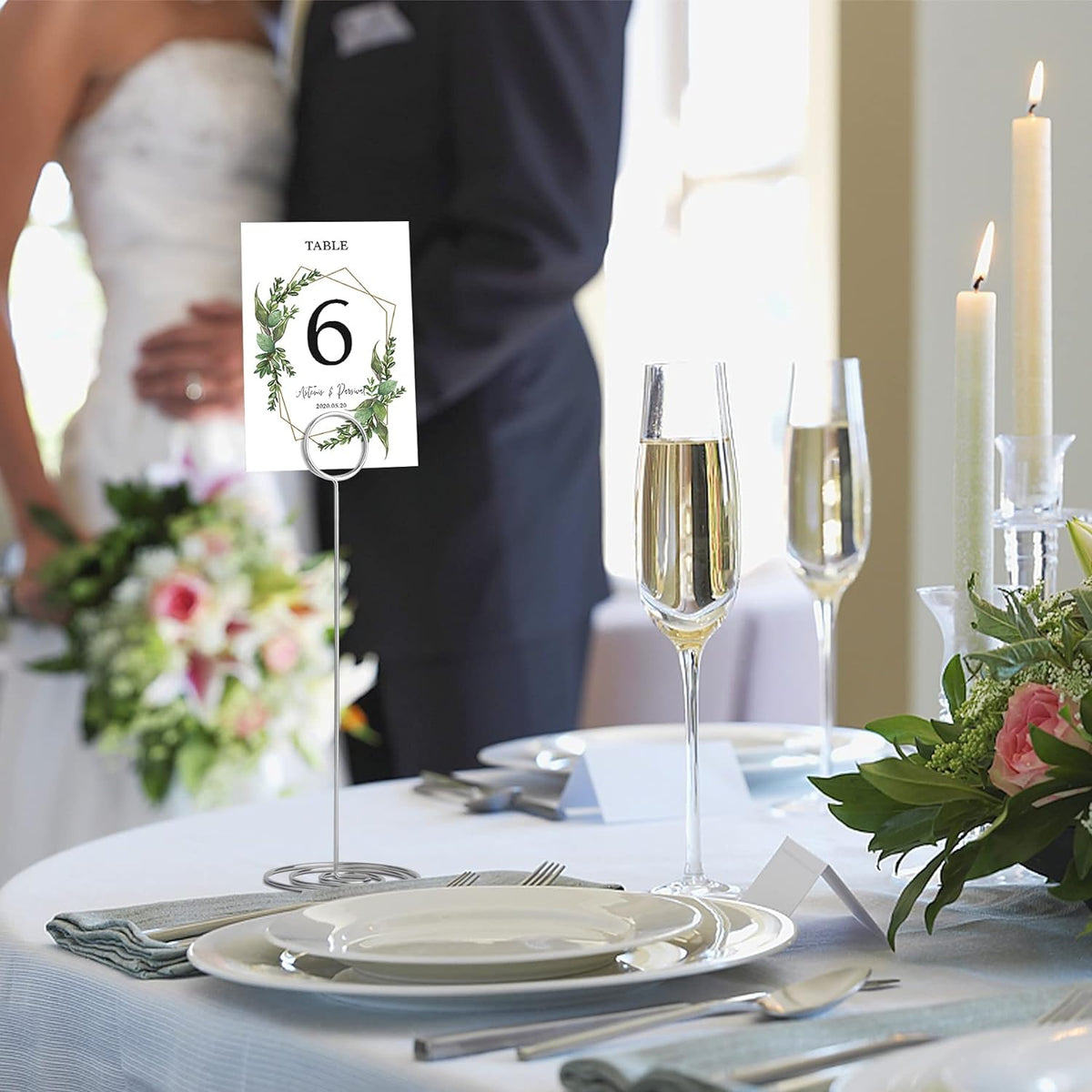Cart In Mart 12 Pack Table Number Holders 22cm Tall Place Card Photo Menu Stand-Silver